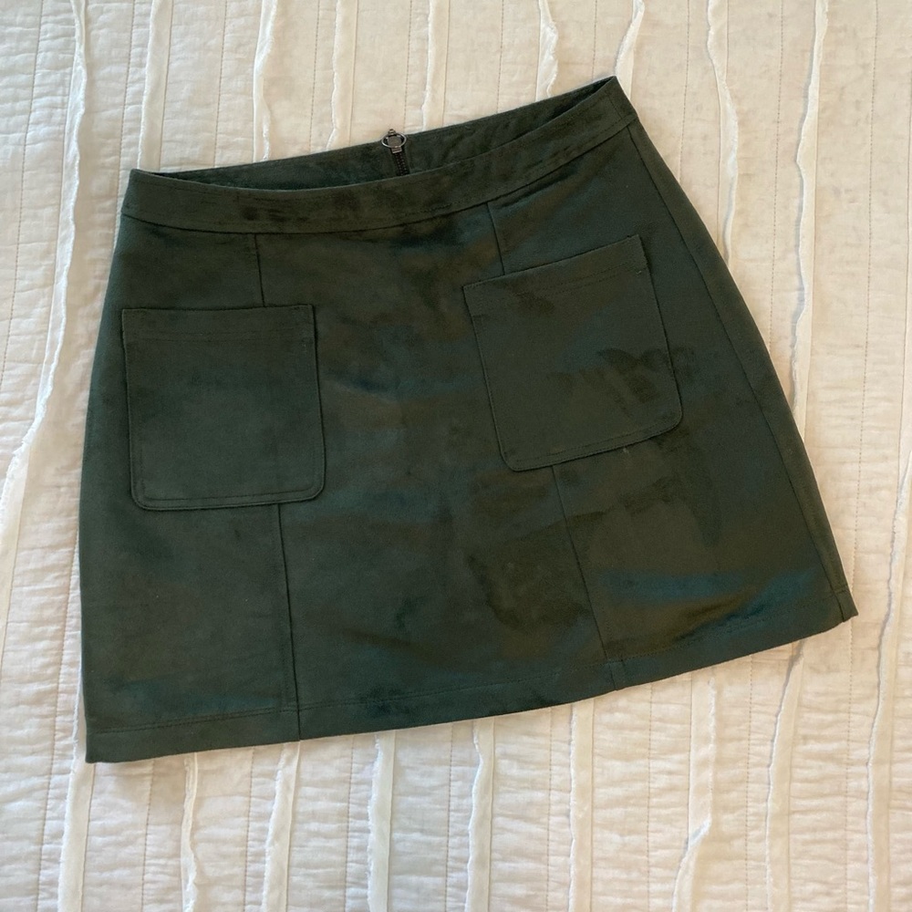 Old Navy Olive Green Suede Skirt